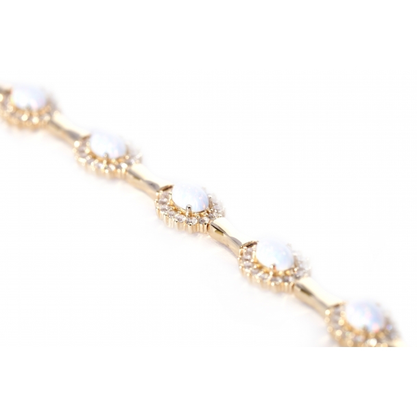 HANDMADE GOLD BRACELET WITH OPAL AND CRYSTAL ON